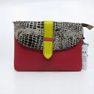 Torebki damskie - Torebka kopertówka listonoszka damska dwa paski skórzana bordo eko OLIVKA - miniaturka - grafika 1