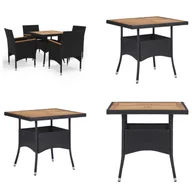 Meble ogrodowe - vidaXL 5-częściowy ogrodowy zestaw jadalny z czarnego polirattanu i drewna akacjowego - Zestaw mebli ogrodowych - Zestawy mebli ogrodowych - Ogrodowy zestaw jadalny - Ogrodowe zestawy jadalne - miniaturka - grafika 1