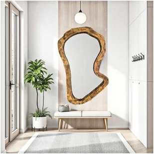 Designerskie lustro do przedpokoju drewniane asymetryczne - Lustra - miniaturka - grafika 1