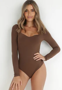 Brązowe Body z Kwadratowym Dekoltem Phicise - Body - miniaturka - grafika 1