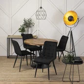 Stoły - Mebel Elite Stół Okrągły LINO 100 cm Dąb Rustykalny/Czarny Nowoczesny Loft - miniaturka - grafika 1