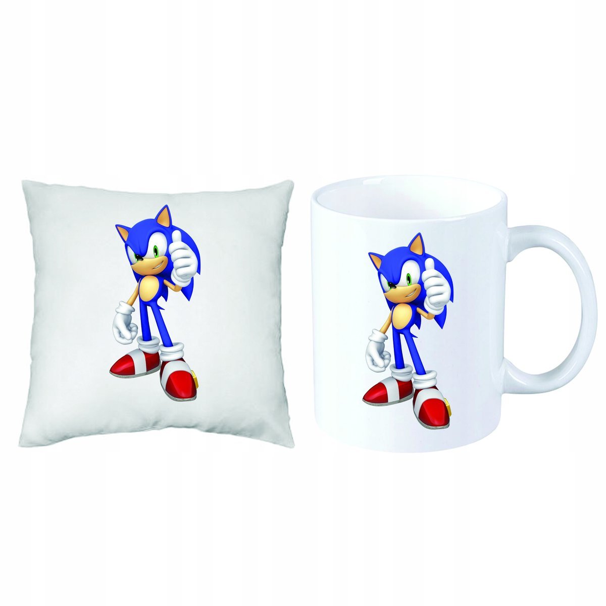 SONIC ZESTAW PREZENT PODUSZKA + KUBEK + IMIĘ