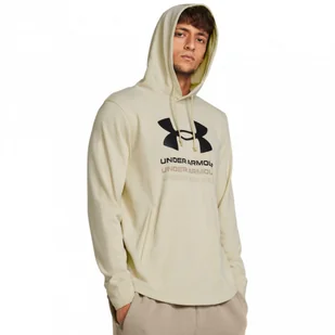Męska bluza dresowa nierozpinana z kapturem Under Armour UA Rival Terry Graphic Hood - beżowa - UNDER ARMOUR - Koszulki sportowe męskie - miniaturka - grafika 1