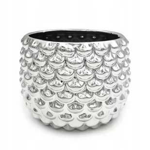 OSŁONKA DONICZKA CERAMICZNA  wazon GLAMOUR SREBRNA ANANAS 17 cm - Donice - miniaturka - grafika 1