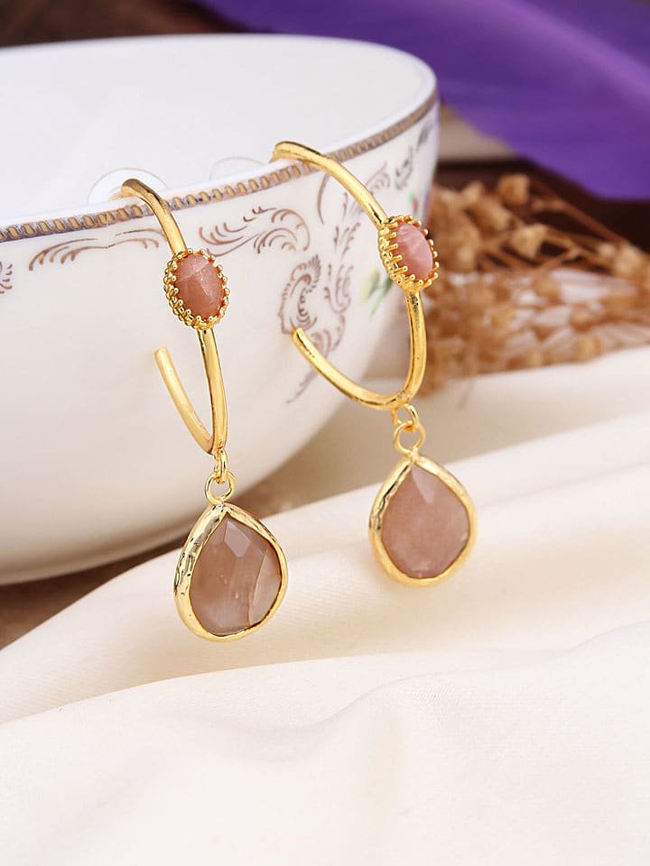 L'Atelier de Gaia Pozłacane kolczyki-półkreole z kamieniami słonecznymi