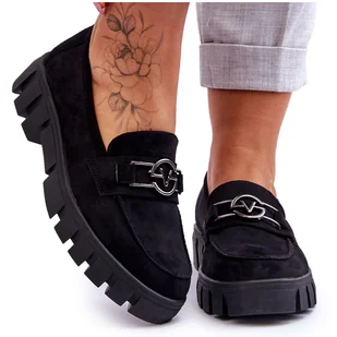 Vinceza Zamszowe Damskie Mokasyny Czarne Sanvi - Mokasyny damskie - miniaturka - grafika 1