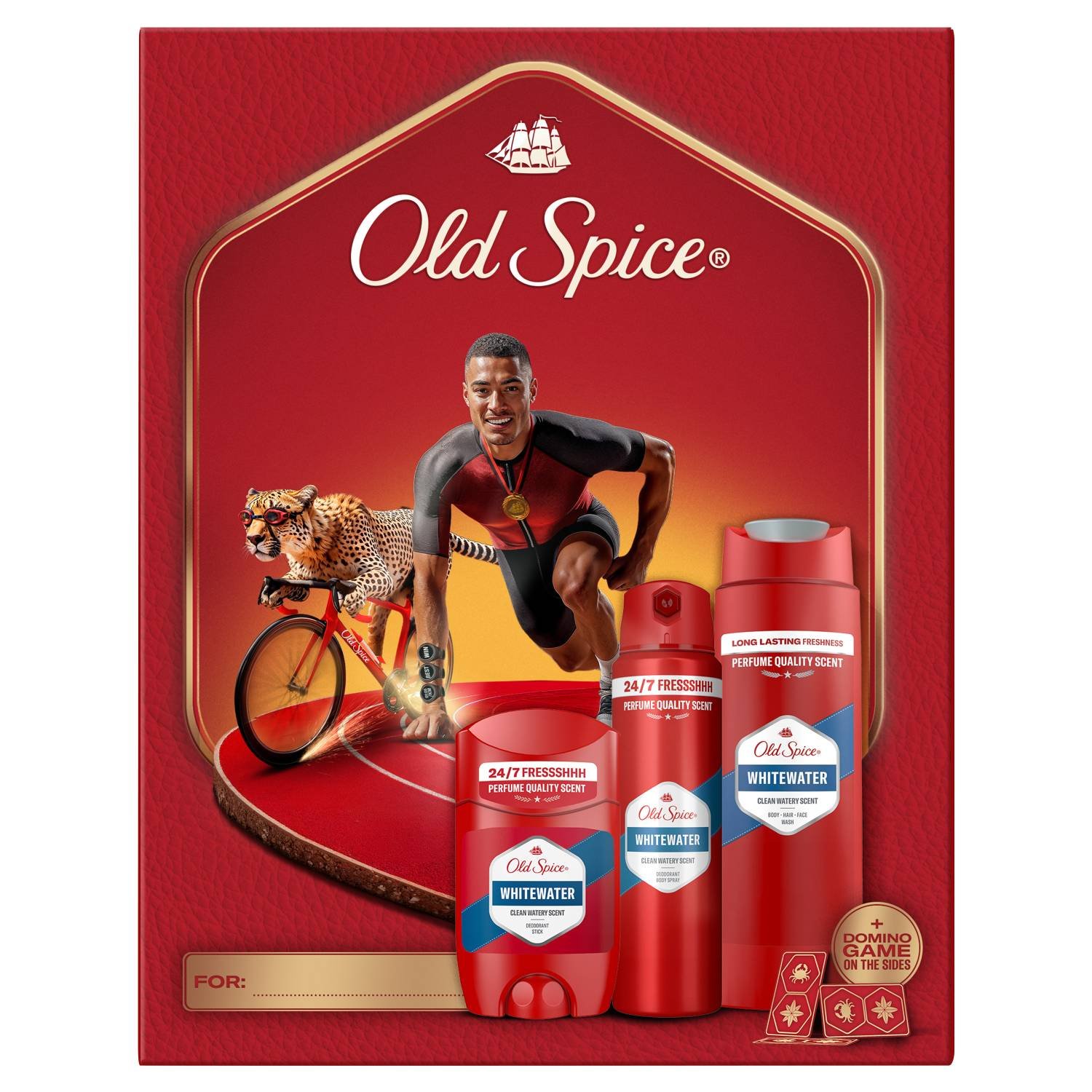 Old Spice zestaw Whitewater Ironman: Deo stick 50 ml + Deo spray 150 ml + Żel pod prysznic 250 ml