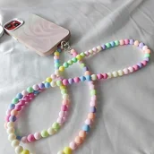 Inne - TEMU Kolorowy łańcuch na telefon Crossbody z macaronami i paskiem na telefon z koralikami do ochrony przed upadkiem. - miniaturka - grafika 1