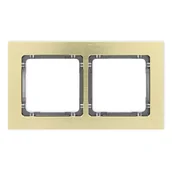 Klawisze i ramki - Karlik Ramka podwójna Deco metal - mosiądz szczotkowany,grafit - miniaturka - grafika 1