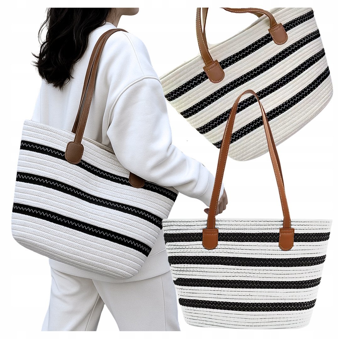 STYLOWA TORBA PLAŻOWA/MIEJSKA DUŻA - SŁOMIANA TORBY PLAŻOWE- NA ZAKUPY