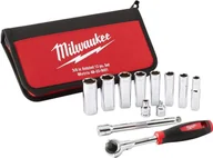 Klucze i nasadki - Milwaukee Set of heads with ratchet 3/8 12 pcs Milwaukee - miniaturka - grafika 1