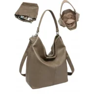 Torebki damskie - Torebka Damska na Ramię Worek Shopper LUIGISANTO Ciemna Beżowa Format A4 - miniaturka - grafika 1