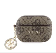 Akcesoria do słuchawek - Guess 4G Script PC/PU Charm Case for AirPods Pro 2 Brązowe - miniaturka - grafika 1