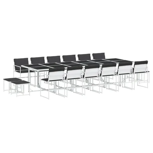 Zestaw mebli ogrodowych biały 330 x 107 x 72 cm, 12 krzeseł, 4 stołki, p