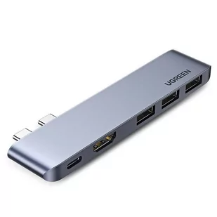 Ugreen Ugreen wielofunkcyjny HUB 2x USB Typ C na USB Typ C PD (Thunderbolt 3, 100W, 4K@60 Hz, 10 Gbps) / HDMI 4K@30 Hz / 3x USB 3.0 do MacBook Pro / Air szary (60559) 60559 - Huby USB - miniaturka - grafika 2
