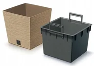 Donice - Doniczka z wkładem plastikowa jasny brąz Furu Square 29,5 cm - miniaturka - grafika 1
