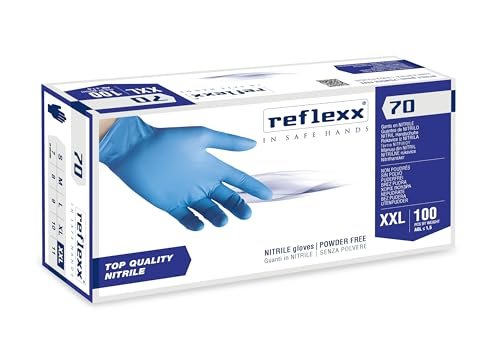 Reflexx R70 Rękawice nitrylowe bezpudrowe, XXL, błękitne, 100