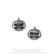 Kolczyki - kolczyki PUMPKIN SKULL STUDS para - miniaturka - grafika 1