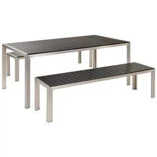 Zestaw ogrodowy stół i 2 ławki czarny NARDO - Meble ogrodowe - miniaturka - grafika 1