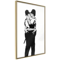 Plakaty - Plakat - Banksy: Kissing Coppers I (rozmiar 40x60, wykończenie Rama złota z passe-partout) - miniaturka - grafika 1