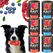 Mokra karma dla psów - Zestaw 6x400g Karma Mokra Dla Psów RAFI MIX Smaków Jagnięcina, Wołowina - miniaturka - grafika 1