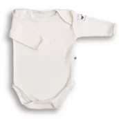 Body dla niemowląt - Nanaf Organic Basic, Body motylkowe z długim rękawem, beżowe rozmiar 44 - miniaturka - grafika 1