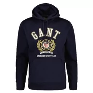 Bluzy męskie - GANT Męska bluza z kapturem Crest Sweat, niebieski (Evening Blue), XXL - miniaturka - grafika 1