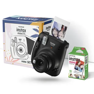 Instax-FUJIFILM, zestaw: Aparat do fotografii natychmiastowej Instax Mini 11 i 10 filmów, czarny - Aparaty natychmiastowe - miniaturka - grafika 1