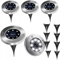 Lampy ogrodowe - 4 X Lampa Solarna Ogrodowa Dysk Lampki Led Gruntowe Czujnik Zmierzchu 8 Led - miniaturka - grafika 1