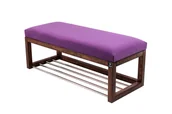 Ławki do przedpokoju - Ławka na buty LPG-4 125cm EMRAWOOD drewno lite kolor orzech siedzisko gładkie kolor fioletowy - miniaturka - grafika 1