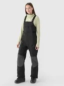 Spodnie narciarskie - 4F Spodnie snowboardowe z szelkami membrana 10000 damskie - czarne XS - miniaturka - grafika 1