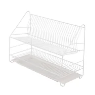 Suszarki do naczyń - Suszarka do naczyń 2-poziomowa 50 cm biała z tacką - miniaturka - grafika 1