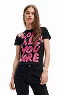 Koszulki i topy damskie - Desigual T-shirt damski Ts_Love All, czarny, M - miniaturka - grafika 1