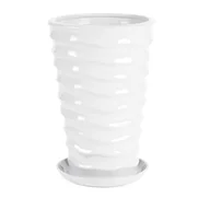 Donice - Doniczka ceramiczna z podstawką irma duna 43 x 28 cm biały (odcień szary) połysk symbol A-3014 - miniaturka - grafika 1