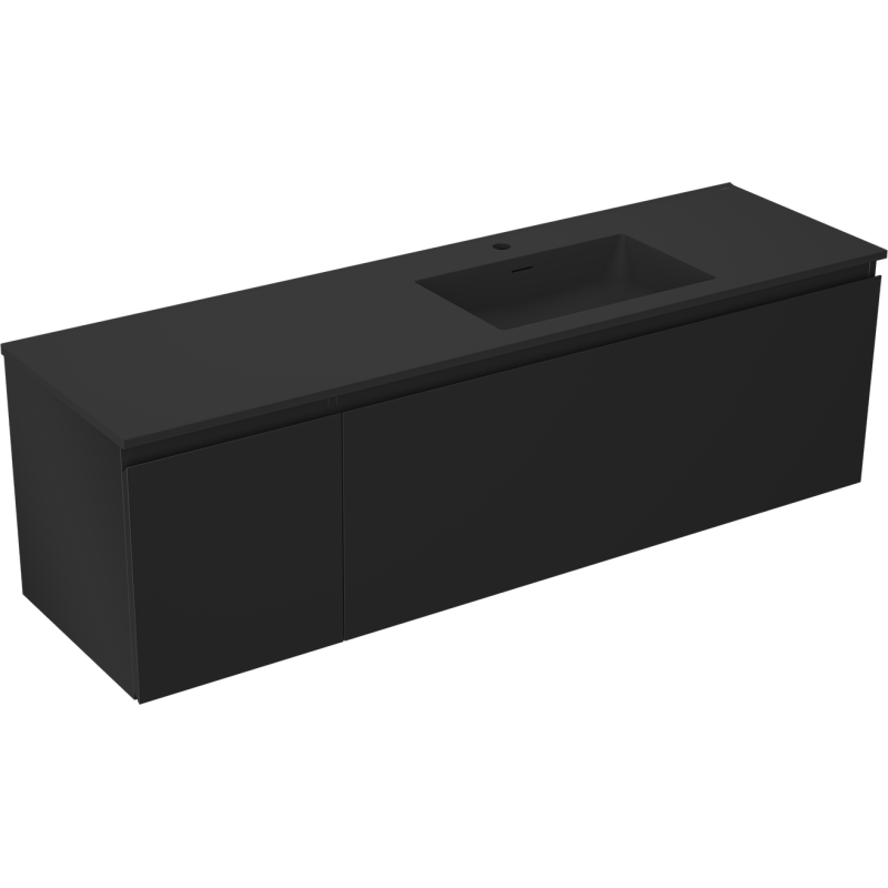 Mexen Orio szafka łazienkowa 160 cm z umywalką Otis prawą, 1S, 1D, czarna mat - 91A13-16047-3-BBFF71-W18P71