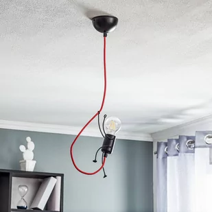 Lampa wisząca Bobi 1 czarna, kabel czerwony 1-pkt. - Lampy sufitowe - miniaturka - grafika 2