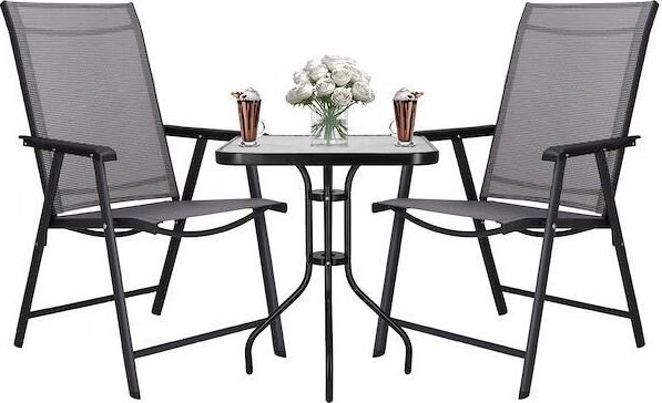 Springos Meble tarasowe 2 szt. czarno-szare UNIWERSALNY