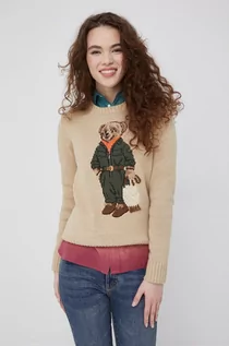 Swetry damskie - Ralph Lauren Polo Polo sweter bawełniany damski kolor beżowy - grafika 1