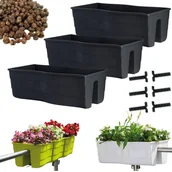 Donice - 3x Skrzynka na balustradę Wave 60, Doniczka balkonowa + keramzyt 5l - miniaturka - grafika 1