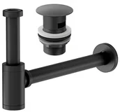 Umywalki - Syfon Umywalkowy Czarny Mosiężny+Klik Klak Zp - miniaturka - grafika 1