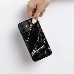Crong Marble Case - Etui iPhone 12 / iPhone 12 Pro (czarny) - Etui i futerały do telefonów - miniaturka - grafika 4