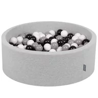 Suche baseny - KiddyMoon basen z piłkami 90 x 30 cm, 200 piłek,  7 cm, basen z kolorowymi piłkami, dla niemowląt, okrągły, jasnoszary: biało-czarno-szary - miniaturka - grafika 1