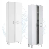 Szafki łazienkowe - Słupek Łazienkowy Regał Schowek na Mop Biały Połysk 60 x 30 x 180 - miniaturka - grafika 1