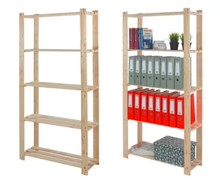 Regał Na Książki Drewniany B18R 170X80X28 5 Półek Naturalny Surowy Drewno Sosnowe Naturalny B18R_170X080X28_N0F1 / Wamar-Sosenka - Regały - miniaturka - grafika 1