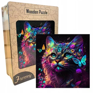 Drewniane Puzzle Edukacyjne A3 Kot Kotek Dzieci i Dorośli 240el DUŻE - Puzzle - miniaturka - grafika 1