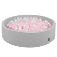 Suche baseny - KiddyMoon, suchy basen okrągły z piłeczkami 7cm 120x30 jasnoszary: pudrowy róż-perła-transparent 120x30/300piłek - miniaturka - grafika 1