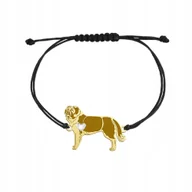Bransoletki - Bransoletka Złota z psem Moskiewski Pies Stróżujący sznurek 925 GRAWER - miniaturka - grafika 1