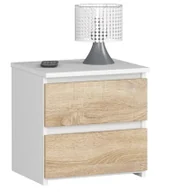 Szafki nocne - Skandynawska Szafka Biały Nocna + Dąb Sonoma K2-C80 - miniaturka - grafika 1