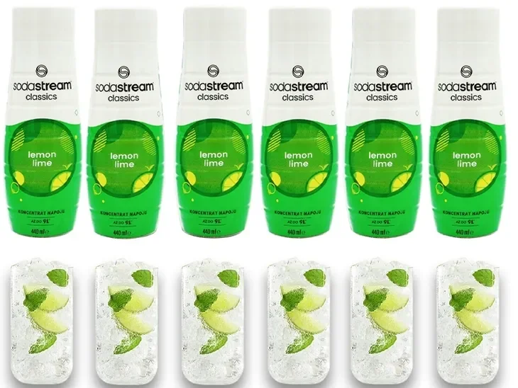 6x Syrop Sodastream Koncentrat Lemon Lime Do Saturatora 9l Napoju Z 440ml
