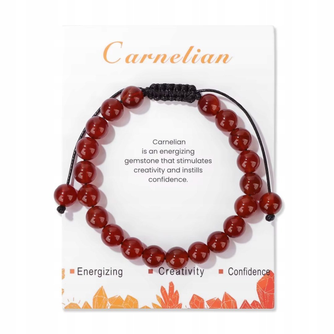 Bransoletka Regulowana z Kamienia Naturalnego Karneol Amulet Energii